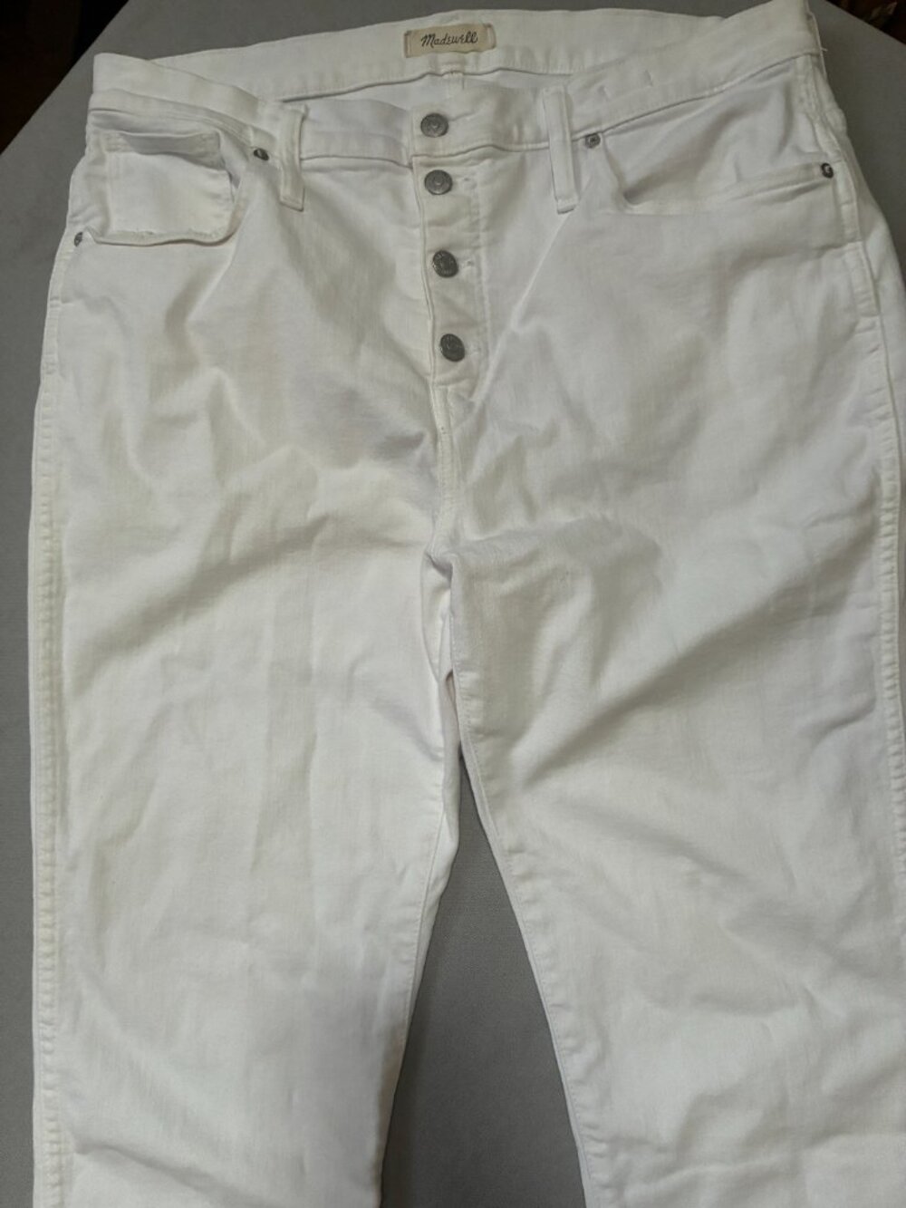 Madewell Jeans Womens 34 White High-Rise Skinny Cotton Raw Hem Stretch Casual - Picture 2 of 9